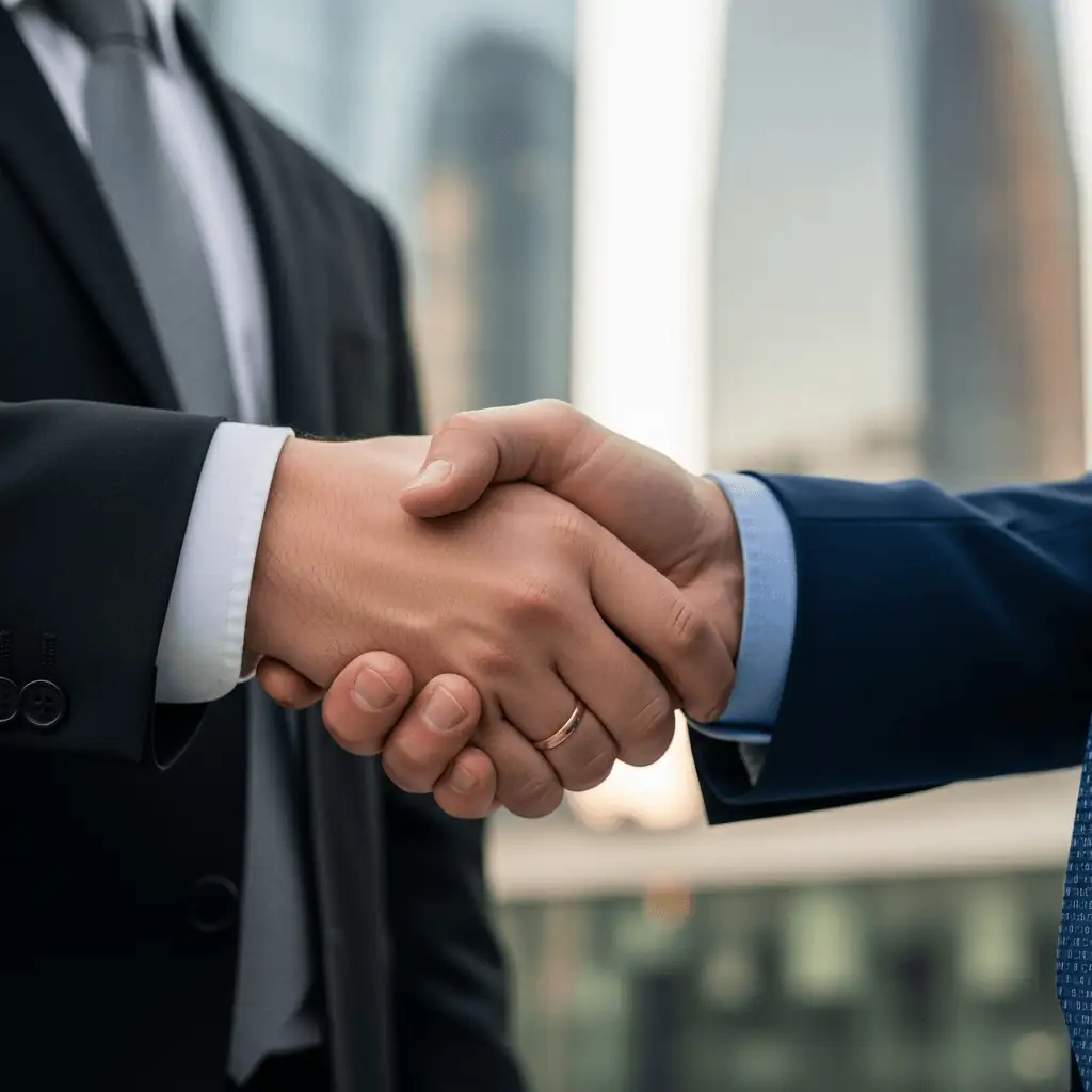 Professioneller Handschlag bei Immobilienberatung in Nordzypern - Vertrauensvolle Partnerschaft