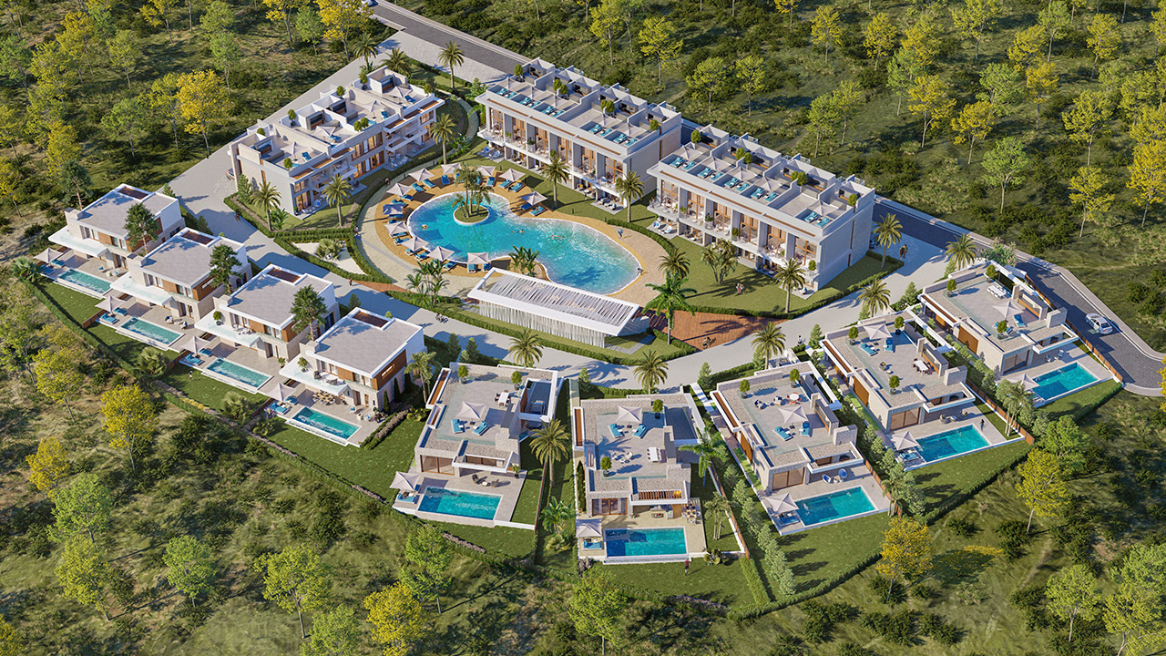 Bungalow Heavens Hill Village Esentepe Nordzypern - Meerblick Apartment Mittelmeer Immobilien Investment